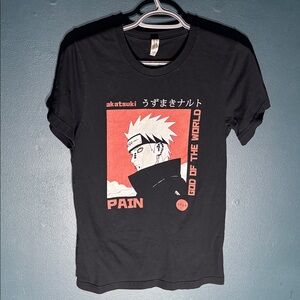 Naruto Men’s Black Akatsuki Pain God of the World  T-shirt Size Small